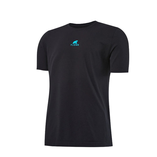 High - Performance T-Shirt Men– FJORKTec - FJORK Merino 🌍 - Black logo blue - T-shirt