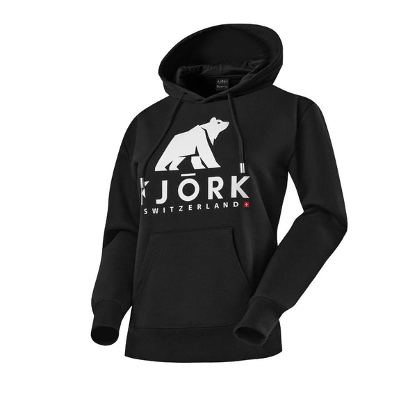 Hoodie Titlis Women - FJORK Merino 🌍 - Black logo white - Hoodie