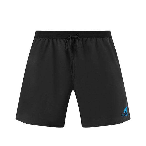 Short Running Men - FJORK Merino š - Black Laax logo turquoise - Shorts