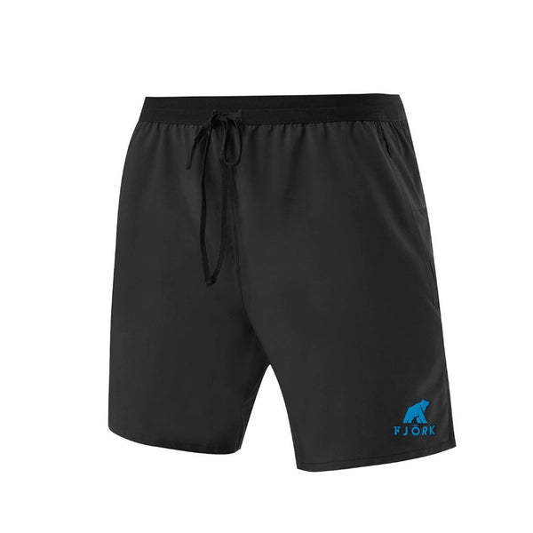 Short Running Men - FJORK Merino š - Black Laax logo turquoise - Shorts
