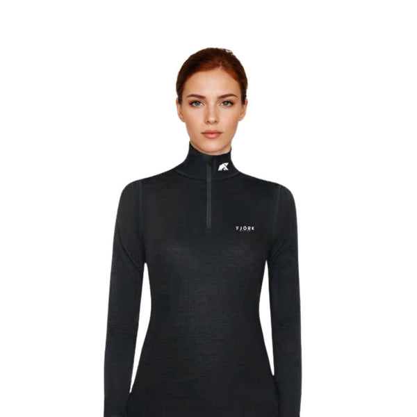 Bjork Zip 210 Women - FJORK Merino 🌍 - Black Laax - Baselayers