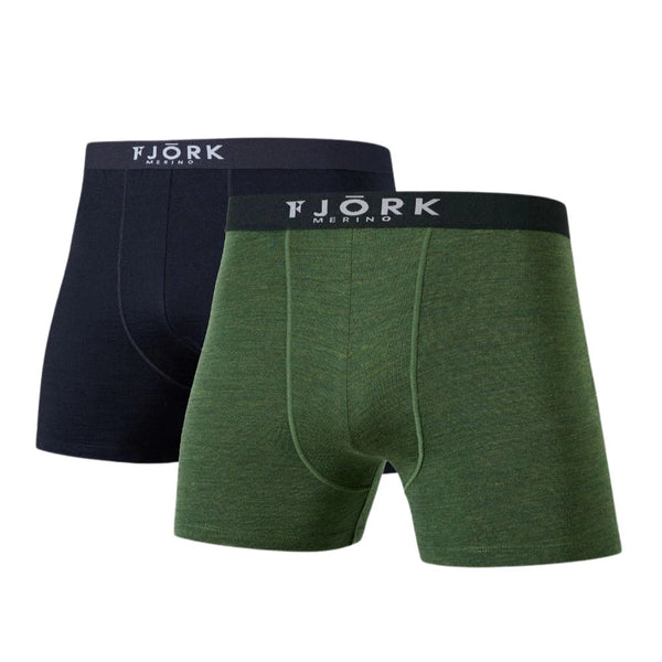 Boxers Strahlorn - Pack of 2 - FJORK Merino 🌍 - Kaki / Black - Underwear