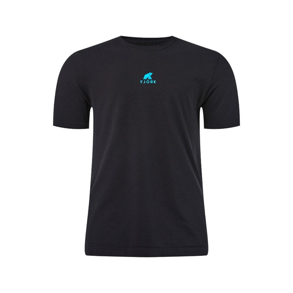 High - Performance T-Shirt Men– FJORKTec - FJORK Merino 🌍 - Black logo blue - T-shirt
