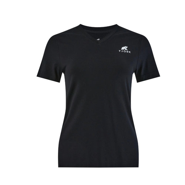 High - Performance T-Shirt Women– FJORKTec - FJORK Merino 🌍 - Black logo white - T-shirt