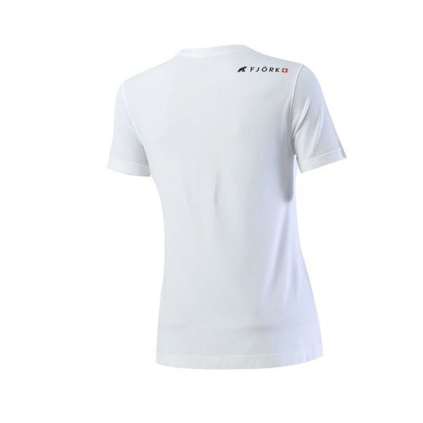 High - Performance T-Shirt Women– FJORKTec - FJORK Merino 🌍 - White logo black - T-shirt