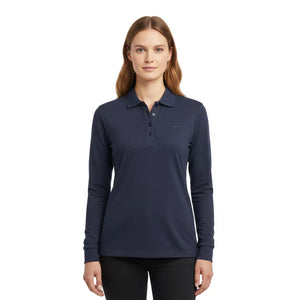 Polo Rigi ML Women, Navy, merino wool, Fjork Merino