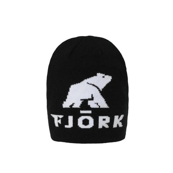 Tamaro Merino Beanie - FJORK Merino 🌍 - Black / White logo - Beanie