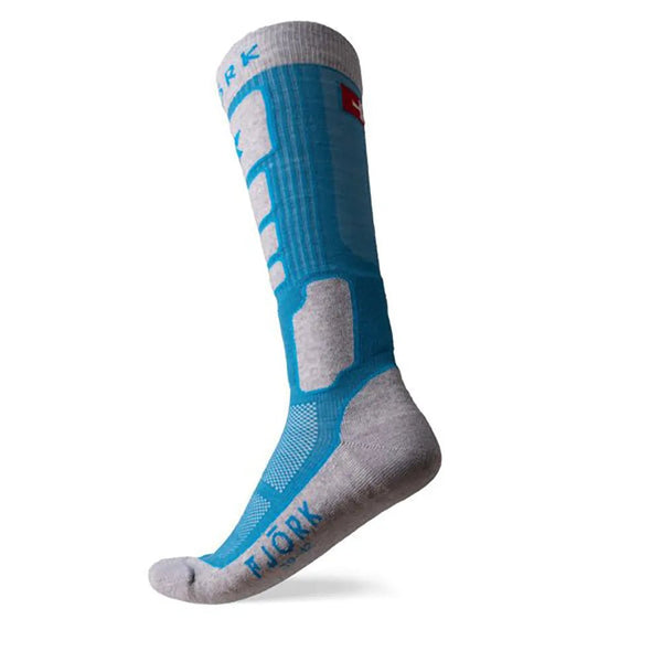 Chaussettes Pro Team Ski 90 - Pack de 2 paires - FJORK Merino - Turquoise Gris - Chaussettes