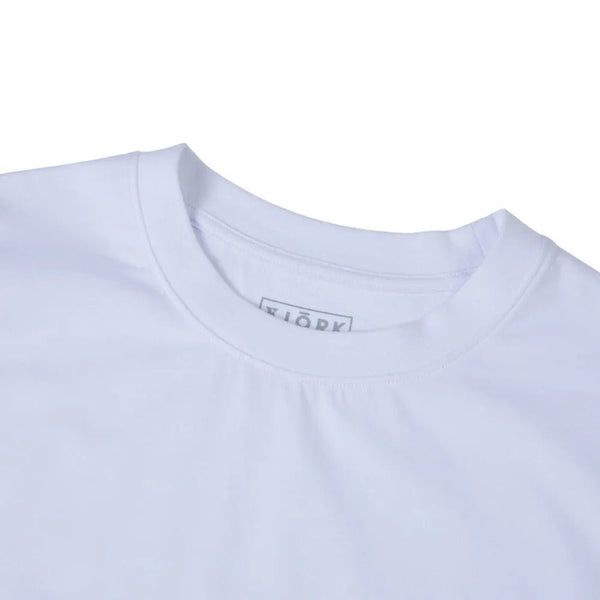 T shirt grand logo Besso Men ♻️ - FJORK Merino - White / Grey logo - T-shirt