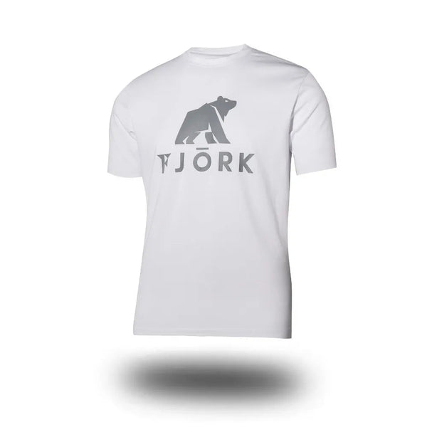 T shirt grand logo Besso Men ♻️ - FJORK Merino - White / Grey logo - T-shirt