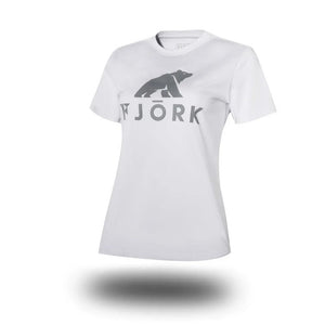 T shirt grand logo Besso Women ♻️ - FJORK Merino - White / Grey logo - T-shirt
